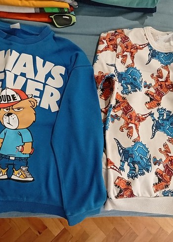 Erkek Çocuk Mavi Baskılı Sweatshirt - Görsel 2