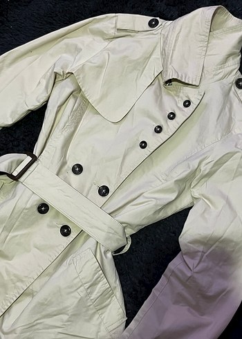 Kadın Krem Midi Kemerli Trençkot - Görsel 3