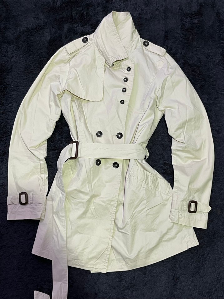 Kadın Krem Midi Kemerli Trençkot - Görsel 2