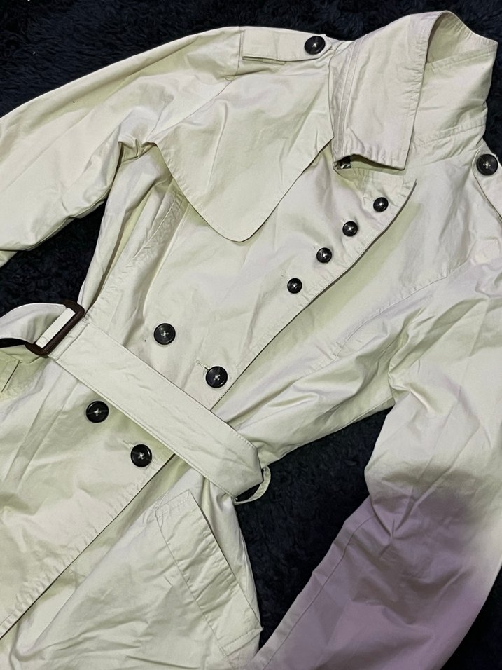 Kadın Krem Midi Kemerli Trençkot - Görsel 3