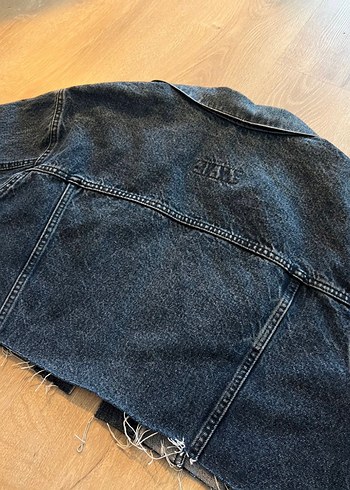 Düğmeli Koyu Mavi Kadın Denim Ceket - Görsel 4