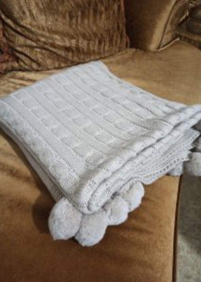 TRİKO ÖRGÜLÜ TV BATTANİYE 130_170 BEYAZ  - Görsel 3