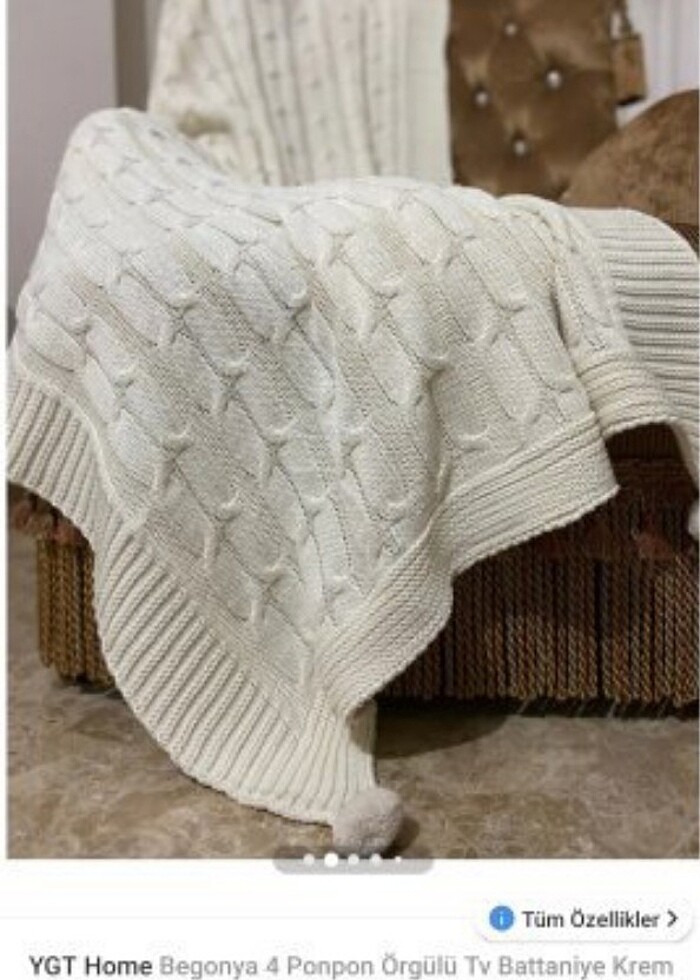 TRİKO ÖRGÜLÜ TV BATTANİYE 130_170 KEMİK - Görsel 3