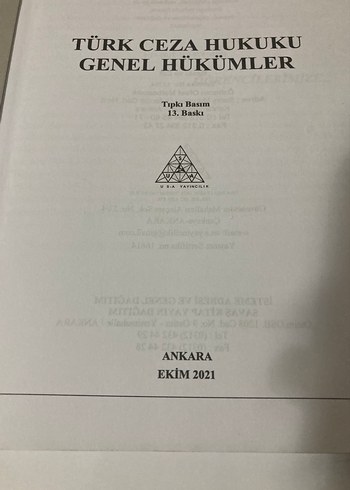 Türk Ceza Hukuku Genel Hükümler Kitabı