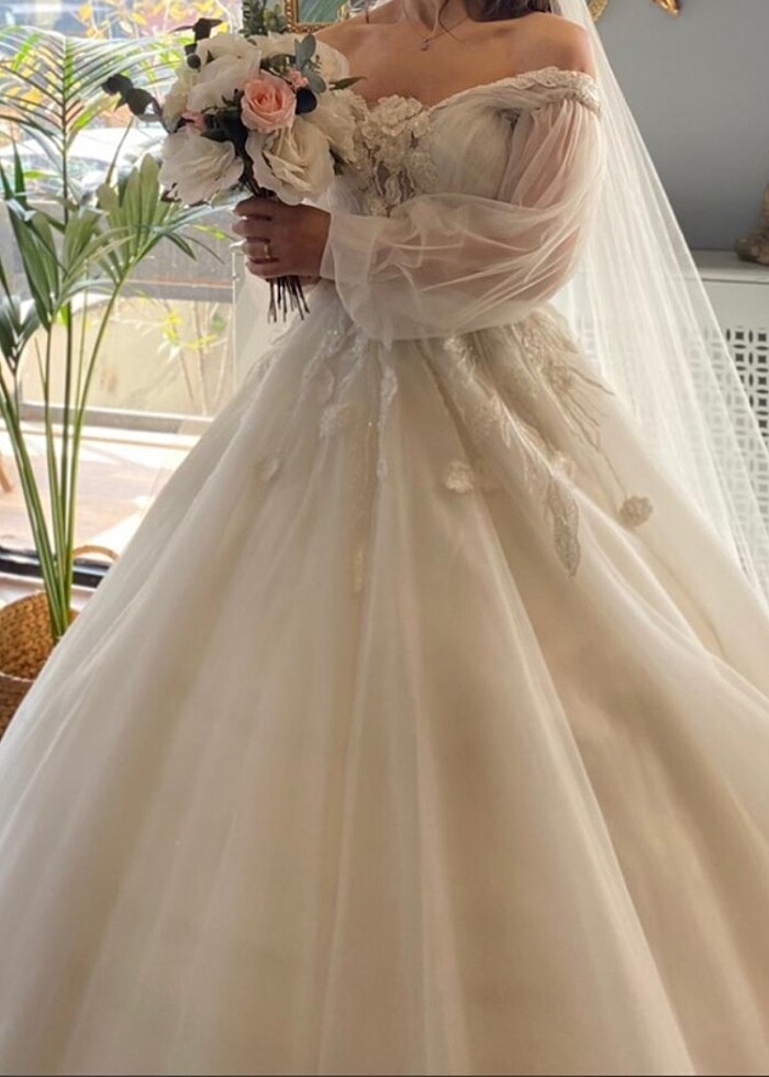 Kayık yaka gelinlik - Görsel 2