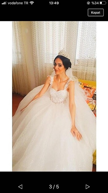 38 Beden beyaz Renk Prenses Model Özel Tasarım Gelinlik