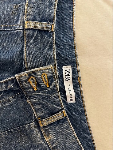 Zara hafif parıltılı jean etek - Görsel 6