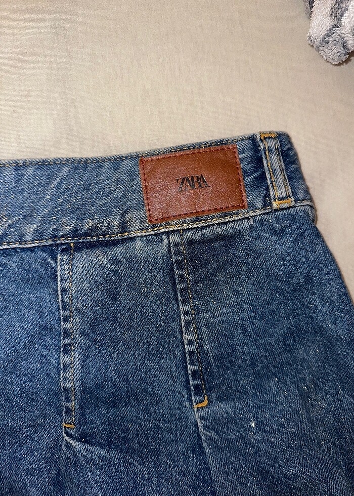 Zara hafif parıltılı jean etek - Görsel 3