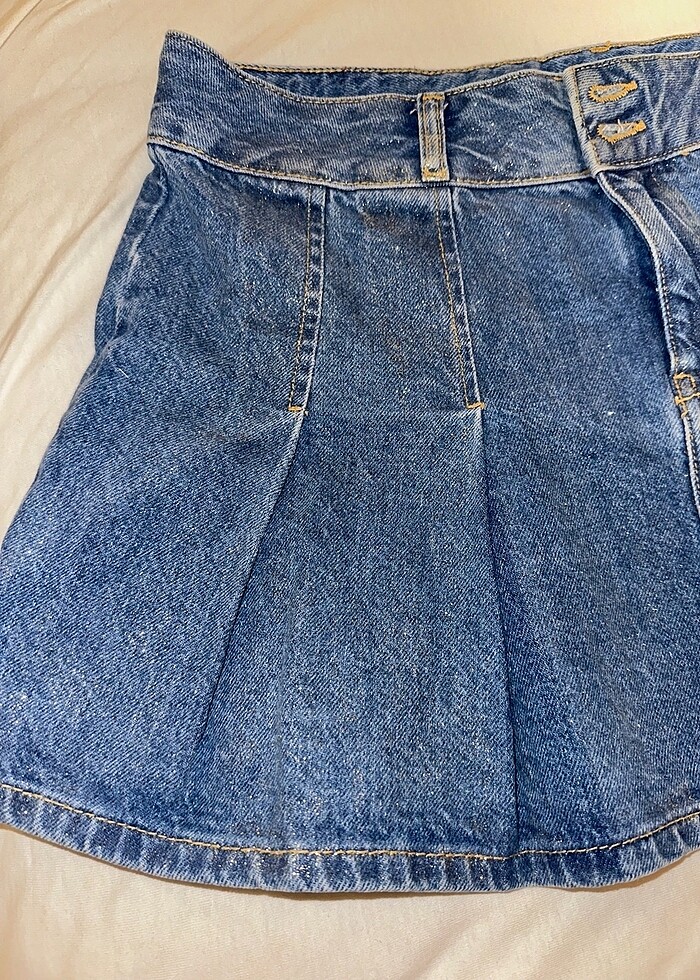 Zara hafif parıltılı jean etek - Görsel 4