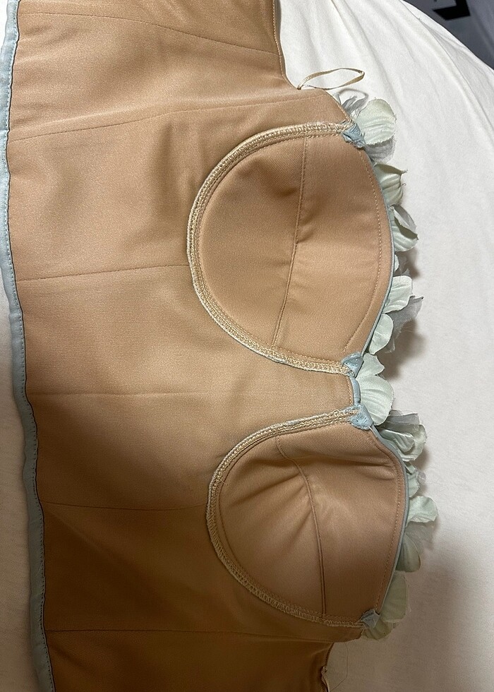 Su yeşili çiçekli korse büstiyer - Görsel 4