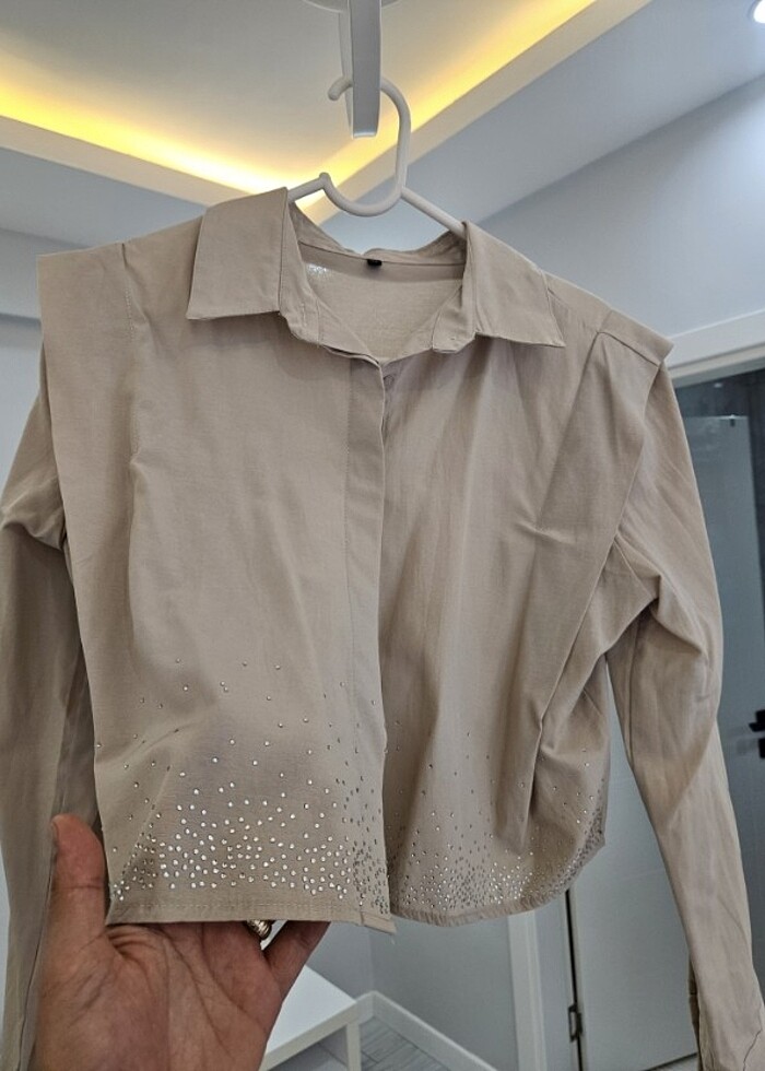 Kadın crop gömlek - Görsel 2