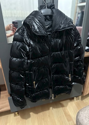 Zara Siyah Kürklü Kısa Kadın Kışlık Biker Mont