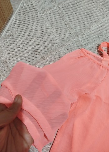 Pembe Mini Bluz, Uzun Kollu, Salaş Kesim - Görsel 2