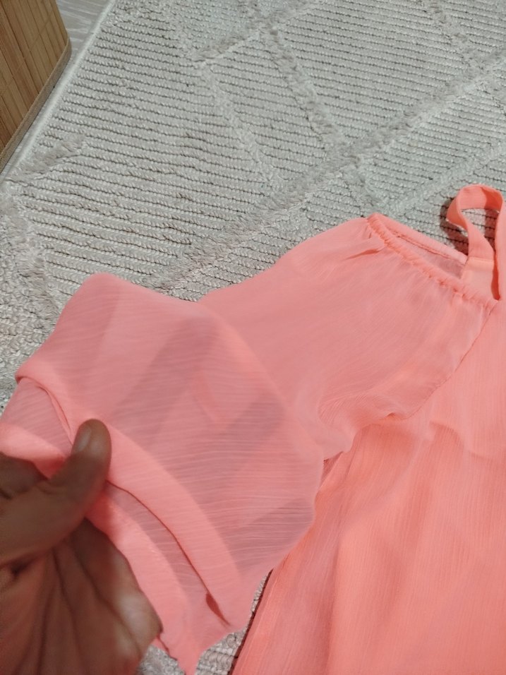 Pembe Mini Bluz, Uzun Kollu, Salaş Kesim - Görsel 2