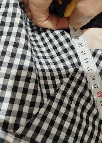 36 Beden siyah Renk Fırfırlı Siyah Gri Kareli Midi Gömlek