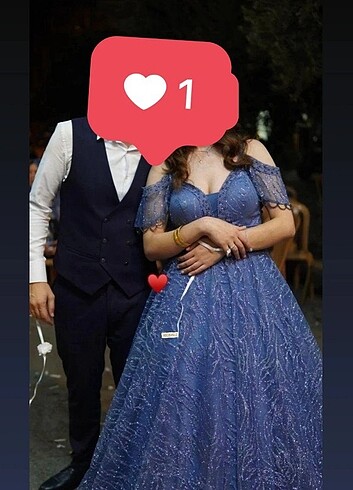 40 Beden mavi Renk Nişanlık