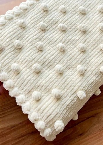 Bebek Örgü Battaniye Krem - Görsel 2