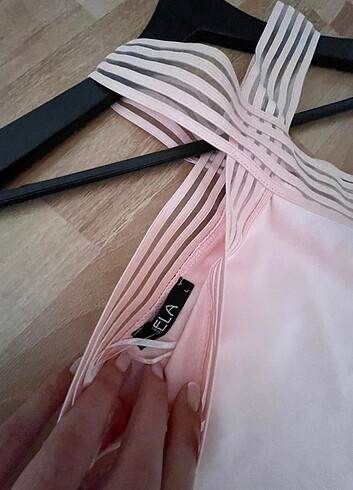 m Beden Pudra mini basic elbise 