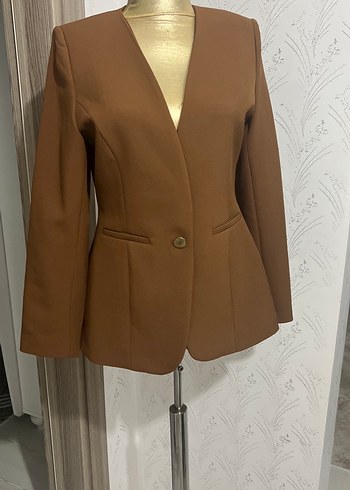 Kahverengi Klasik Kesim Kadın Blazer Ceket