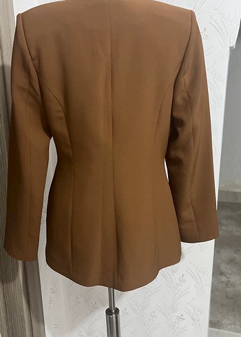 Tozlu Kahverengi Klasik Kesim Kadın Blazer Ceket