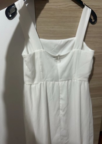 Beyaz Uzun Askılı Elbise - Görsel 7