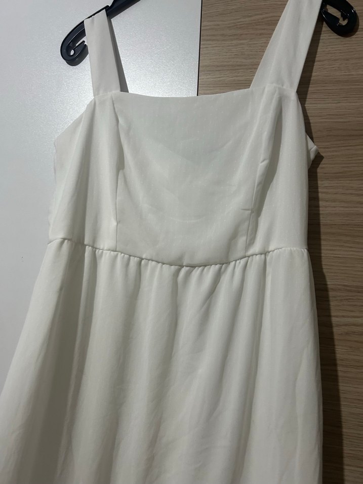 Beyaz Uzun Askılı Elbise - Görsel 5