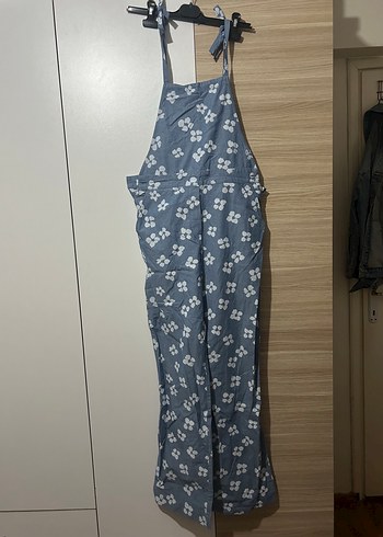 Kadın Mavi Çiçekli Tulum - Görsel 3