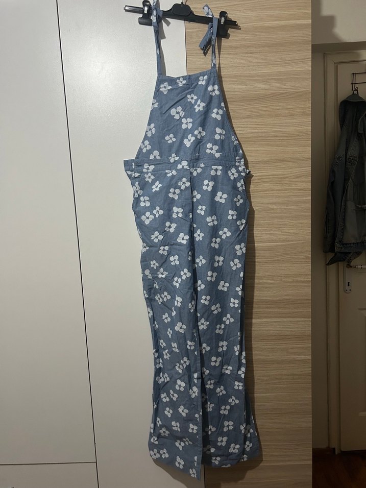 Kadın Mavi Çiçekli Tulum - Görsel 3