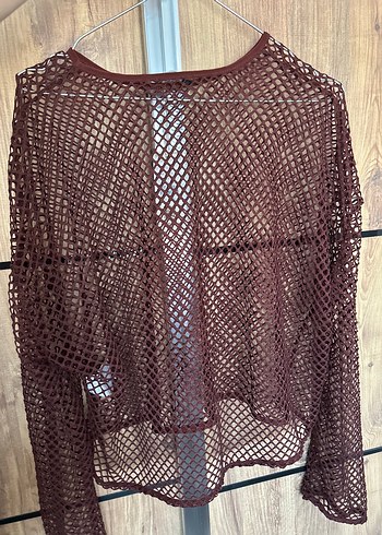 Bordo Örgü Uzun Kollu Bluz - Görsel 6