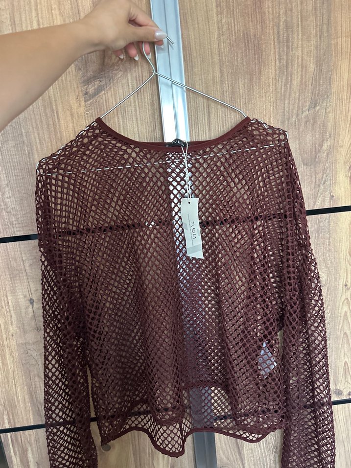 Bordo Örgü Uzun Kollu Bluz - Görsel 2