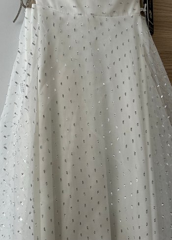 Beyaz Straplez A Kesim Gelinlik - Görsel 6