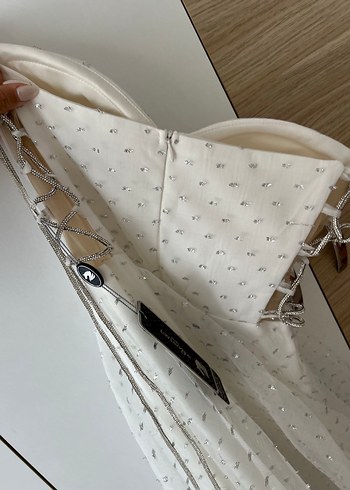 Beyaz Straplez A Kesim Gelinlik - Görsel 8