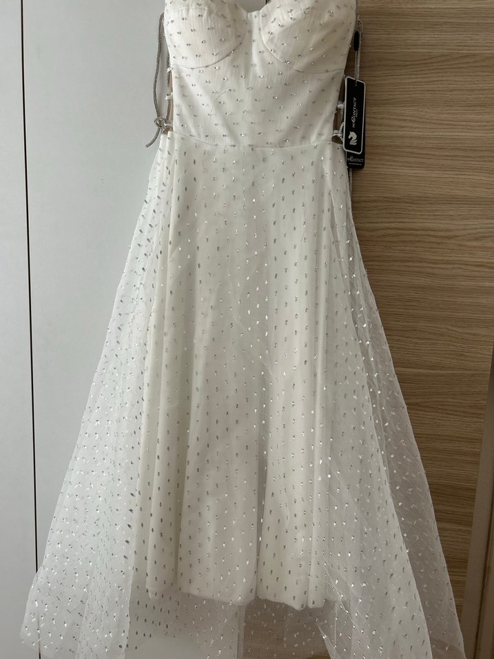 Beyaz Straplez A Kesim Gelinlik - Görsel 5