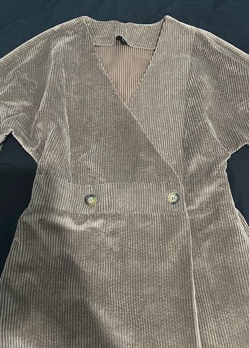 Kahve Kadın Uzun Kollu Düğmeli Elbise - Görsel 4