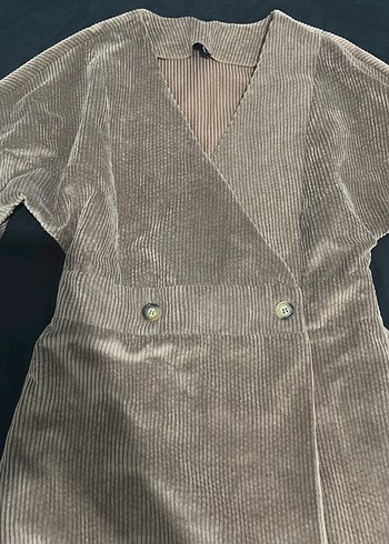 Kahve Kadın Uzun Kollu Düğmeli Elbise - Görsel 3