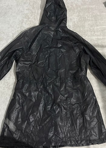 Siyah Uzun Kadın yağmurluk - Görsel 4