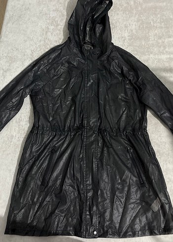 Siyah Uzun Kadın yağmurluk - Görsel 2