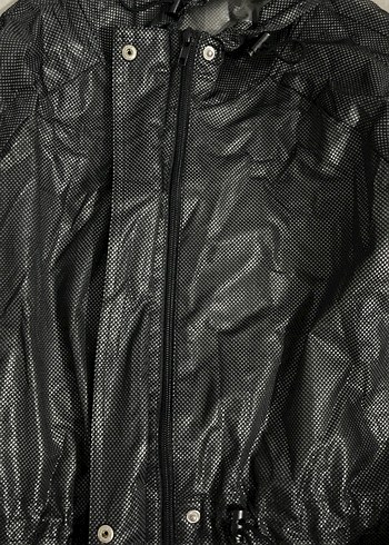 Siyah Uzun Kadın yağmurluk - Görsel 6