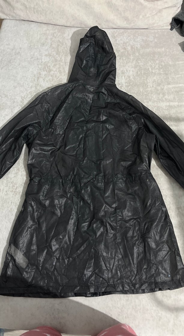 Siyah Uzun Kadın yağmurluk - Görsel 4