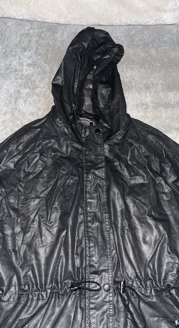 Siyah Uzun Kadın yağmurluk - Görsel 3