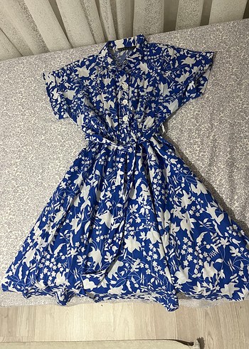 Mavi Baskılı Bohem midi - Görsel 8