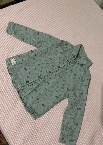 Erkek Çocuk Gri Baskılı Uzun Kollu Gömlek - Görsel 7