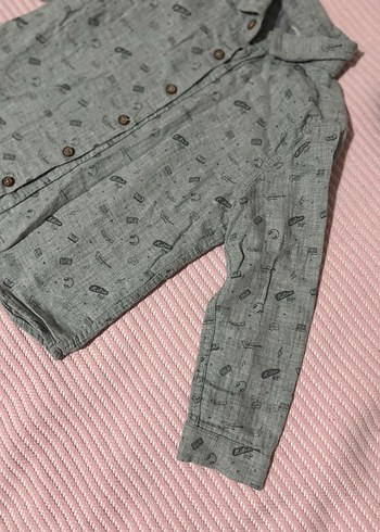 Erkek Çocuk Gri Baskılı Uzun Kollu Gömlek - Görsel 5