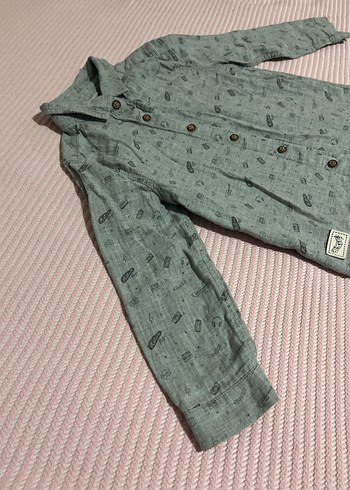 Erkek Çocuk Gri Baskılı Uzun Kollu Gömlek - Görsel 2