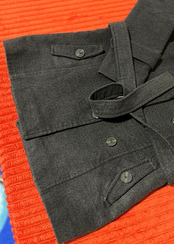 Düğmeli Gri Midi erkek Kaban - Görsel 11