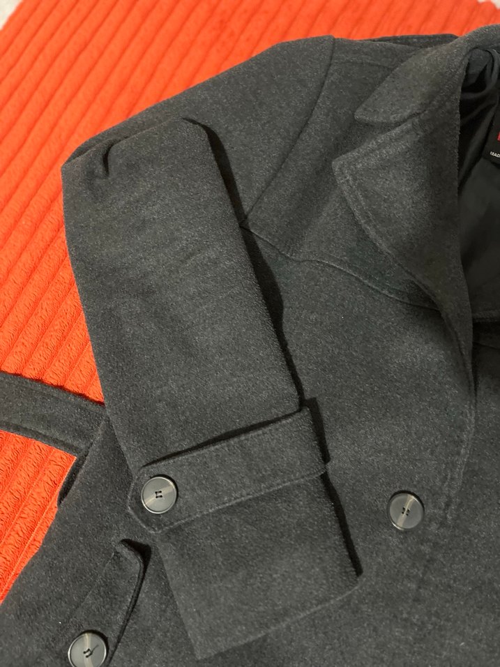 Düğmeli Gri Midi erkek Kaban - Görsel 5