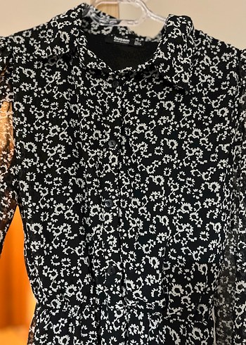 Düğmeli Siyah Midi Uzun Kollu tül elbise - Görsel 14