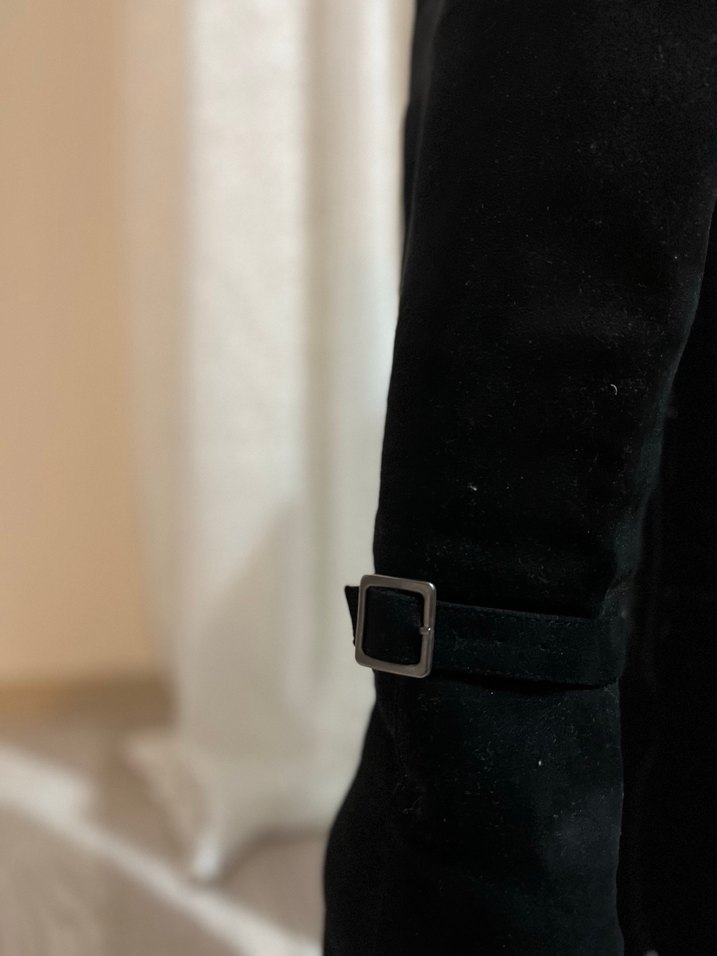 Siyah Süet Tokalı Kadın Diz Boyu Bot - Görsel 5