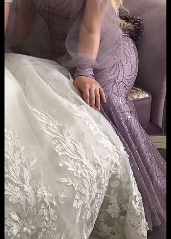 Mor Drapeli Uzun Abiye Elbise - Görsel 6