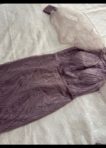 Mor Drapeli Uzun Abiye Elbise - Görsel 2